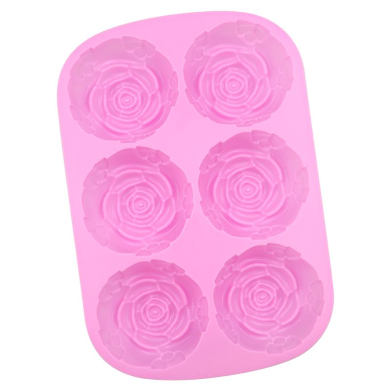 Set of three silicone flower-shaped molds for candy, chocolate, jelly, and ice cubes, featuring jumbo rose designs for creative pretend play.