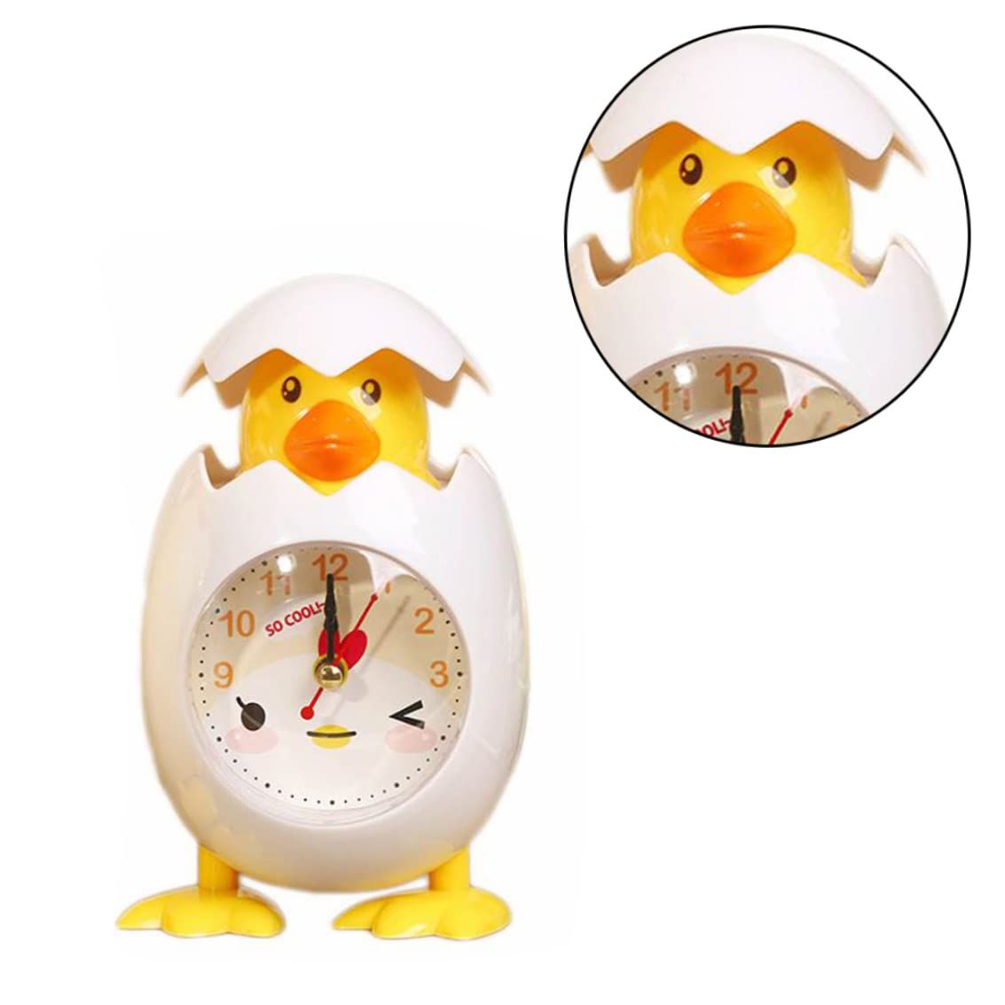 Cute chicken egg alarm clock for kids by Everything Baby, featuring a cartoon design, perfect for children's bedrooms or pretend play.