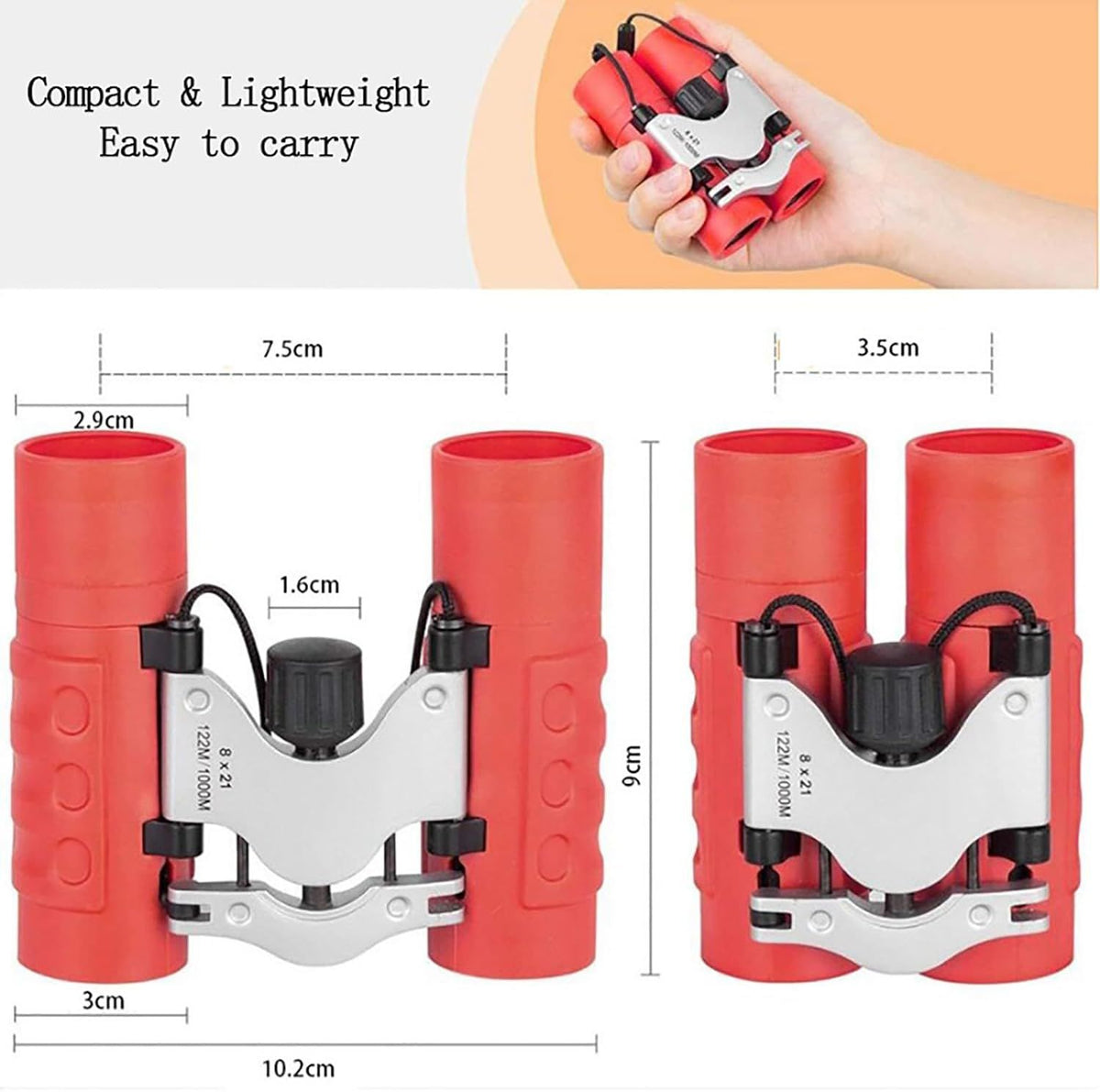 Kids binoculars by Everything Baby, 8x21 high-resolution optics, compact toy for bird watching, travel, and outdoor play for boys and girls