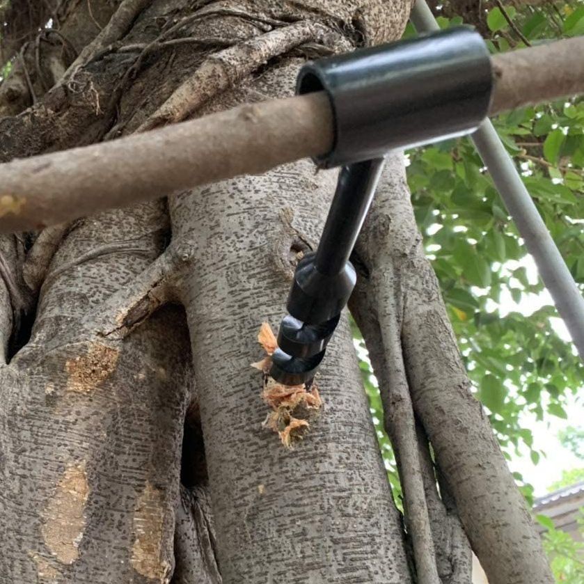 Wooden hand auger drill bit for camping and survival gear, suitable for outdoor play and camping equipment, 25mm size.