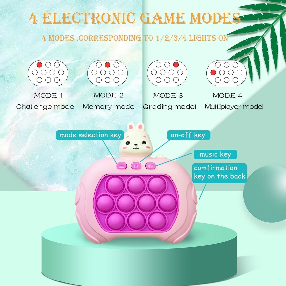 Light-up Easter Bunny Pop Quick Push game toy for kids, featuring colorful bunny design, perfect for Easter basket fun and pretend play.