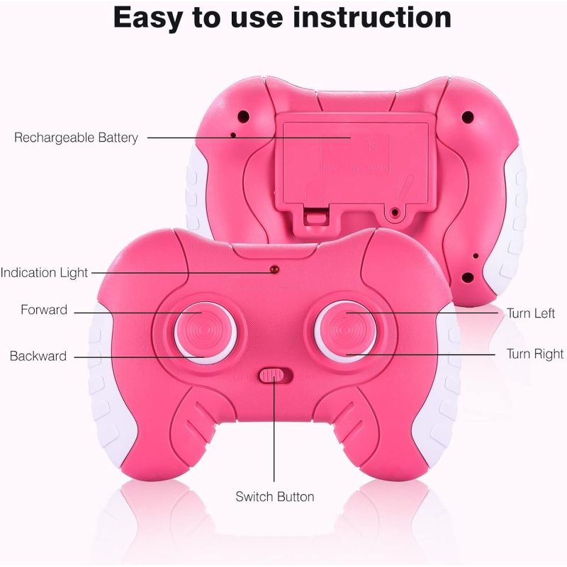 Pink 1:12 scale remote control monster truck for girls, rechargeable battery, ride-on car toy for daughters and granddaughters.
