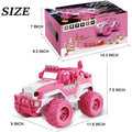 Pink 1:12 scale remote control monster truck for girls with rechargeable battery, perfect ride-on toy for daughters and granddaughters.