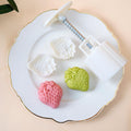 Plastic mooncake mold stamp featuring strawberry design for DIY baking, perfect for Mid-Autumn Festival pretend play with kids.