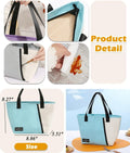Light blue reusable lunch tote for women and men, leakproof kid's lunch box with large capacity and front pocket from Everything Baby.