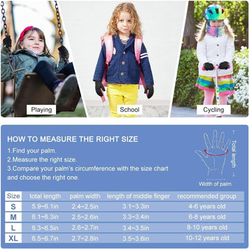 Kids winter touch screen gloves in black and grey, waterproof warm mittens for boys and girls aged 4-12, suitable for cold weather.