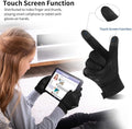 Black and grey kids winter touch screen gloves from Everything Baby, waterproof warm mittens suited for children aged 4-12.