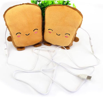 2 Pairs Laptop Fingerless Warmer Winter Warmers USB Gloves Heated Wearable Plush Mittens Cartoon Cute Half Powered Heating