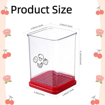 New Speed Slicer with Push Plate, Fruit Slicer Cup Egg Slicer Stainless Steel Banana Strawberry , Red, 3" L x 3" W x 4.25" H (Red)