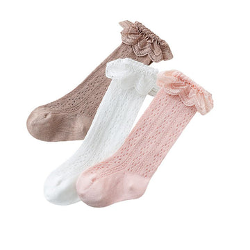 Baby Knee High Socks Non Slip Grip Ankle Socks Ruffled Long Stockings for Infants Toddlers Kids Boys Girls