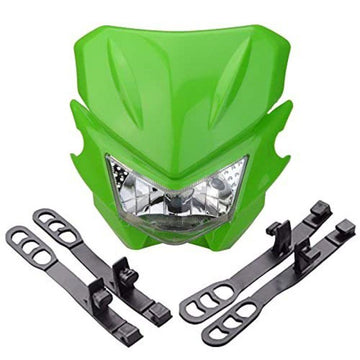 Motorcycle Dirt Bike Universal Headlights Fairing Light Headlamp Off road motorcycle ghost face Green