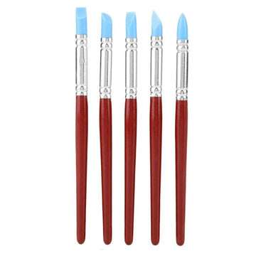 Silicone Pottery Clay Sculpting Tool 5Pcs Rubber Tip Paints Silicon Brushes Sculpture Pottery Clay Shaping Carving Tool