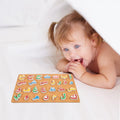 Wooden Arabic alphabet puzzle for kids by Everything Baby, featuring colorful hand grip puzzle pieces for preschool learning and pretend play.