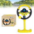 Yellow steering wheel driving toy for kids, simulated electric car steering wheel, designed for ride-on cars and copilots.