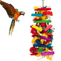 Colorful wooden blocks for parrots, large bird toys for macaws, African grey, and Amazon parrots, vibrant and engaging.