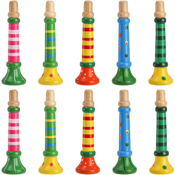 10 Pieces Small Wooden Trumpet, Piccolo Flute for Kids, Music Sound Toys, Rhythm Musical Instrument, Early Education Develop