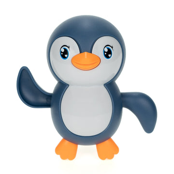 Blue wind-up backstroke swimming penguin toy for kids, part of pretend play baby and kid's toys by Everything Baby.