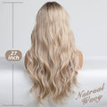 Long wavy platinum blonde lace front wig with middle part, baby hair, for women. Gray lace wig from Everything Baby.