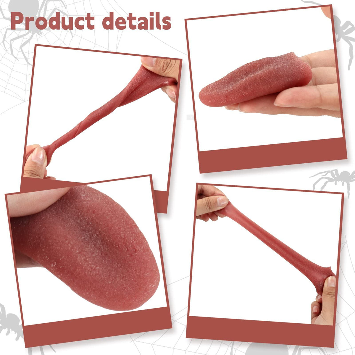 7-pack Halloween fake tongues, realistic and horror-themed props for tricks, suitable for kids' costume accessories.