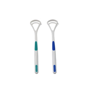 Two Everything Baby tongue scraper cleaners for kids, designed to remove tongue coating and freshen breath effectively.