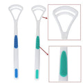 Two tongue scraper cleaning tools from Everything Baby for oral hygiene, designed to help freshen breath and remove tongue coating.