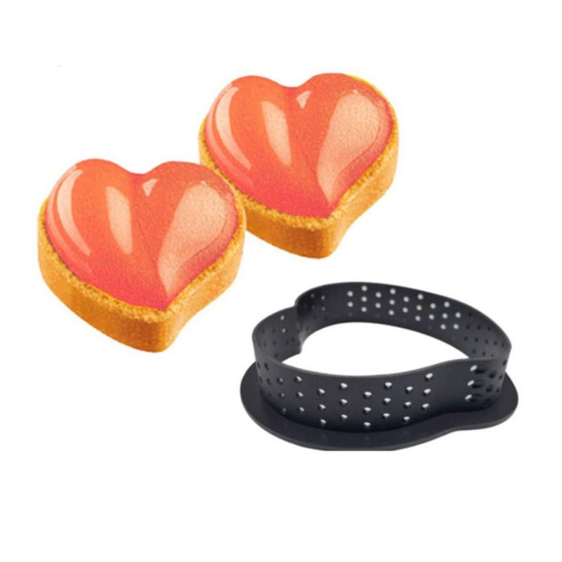 Set of five perforated oval tart rings from Everything Baby, perfect for baking French desserts, mousse cakes, and pastry creations.