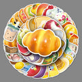 Set of 50 waterproof cute fast food stickers including chips, hamburgers, and treats for kids and teens pretend play.