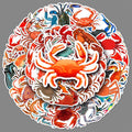 Set of 50 cute crab vinyl stickers for kids, waterproof cartoon decals for water bottles, laptops, and flasks, by Everything Baby.