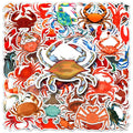 Set of 50 cute crab vinyl stickers for kids, waterproof cartoon stickers for water bottles, laptops, and flasks.