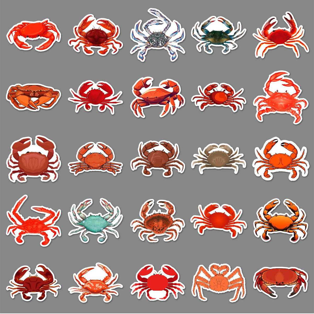 Set of 50 cute crab vinyl stickers for kids, waterproof cartoon designs for water bottles, laptops, and flasks by Everything Baby.
