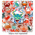 Set of 50 colorful crab vinyl stickers for kids, waterproof cartoon stickers for water bottles, laptops, and flasks, by Everything Baby.