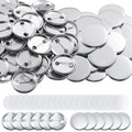 Set of 100 blank round badge button making supplies with metal shells, backs, and clear film, 1.73 inches for DIY craft projects.