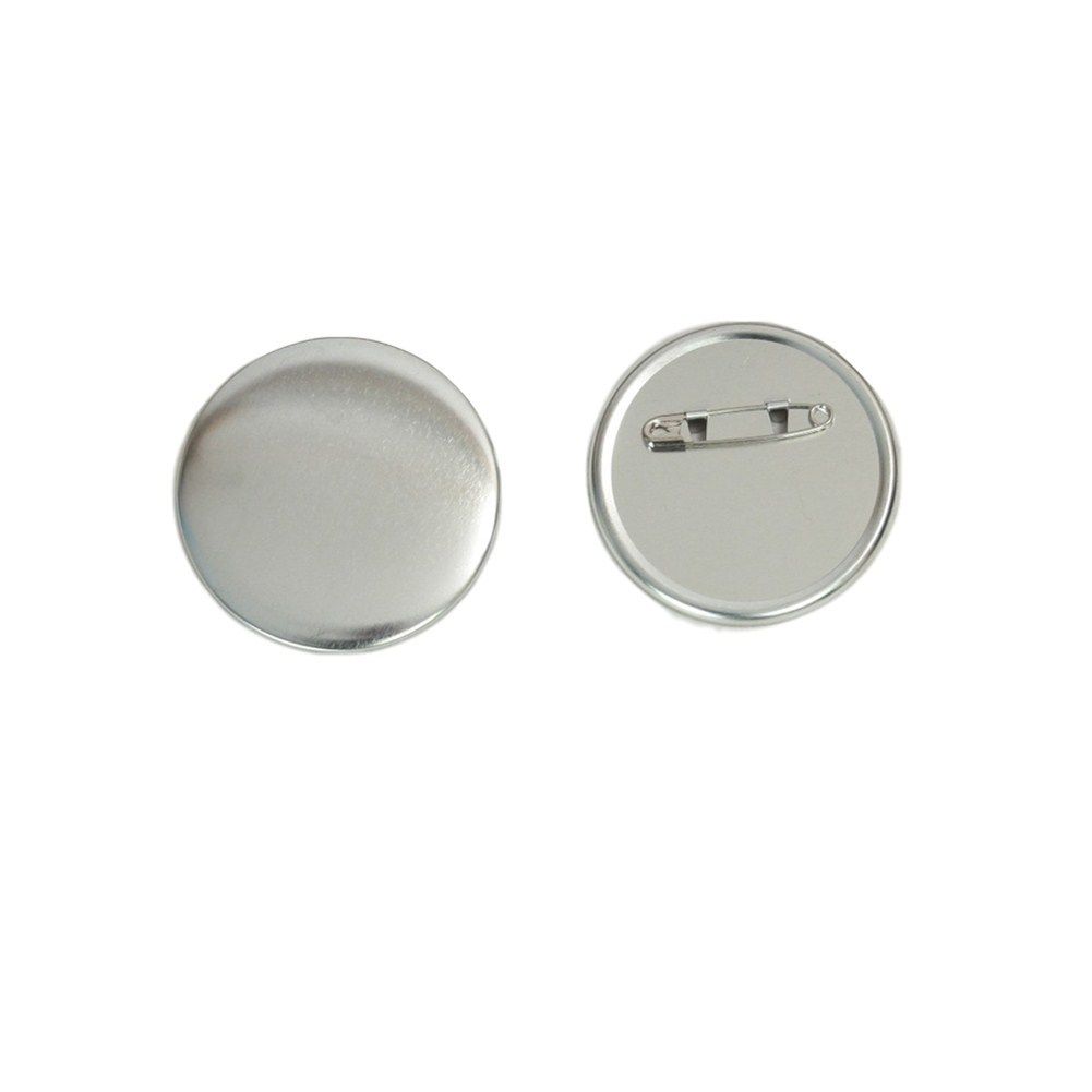 Set of 100 blank round button making supplies with metal shells, back covers, and clear film, perfect for DIY baby and kids' toy badges