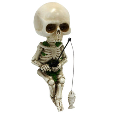 White mini skeleton figurines for home decor, 4.5-inch resin Halloween craft accessories, ideal for haunted house decorations.