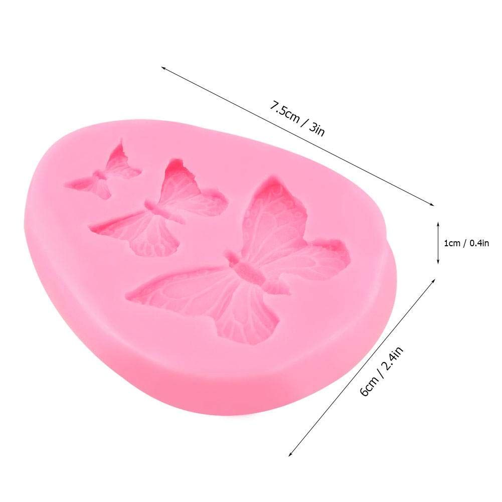 Pink mini butterfly fondant mold for cake decorating, gummy candies, chocolate, and polymer clay baking projects.