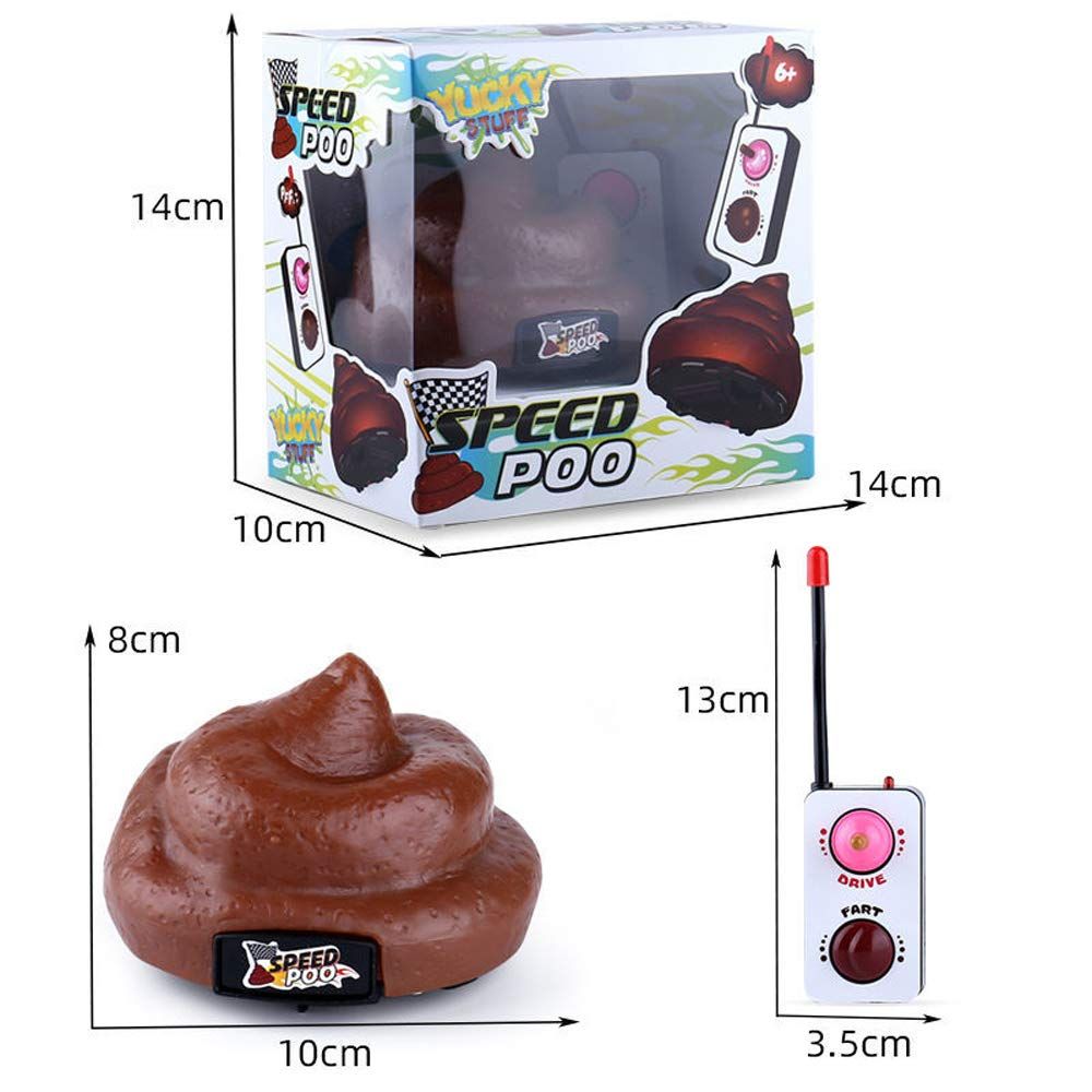 Funny baby ride-on car resembling a poop shape with remote control, toy for kids, featuring a screwdriver for assembly.