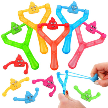 Set of 5 mini rubber finger flying poop toys for kids and adults, fun stress relief prank and squishy gift for pretend play.