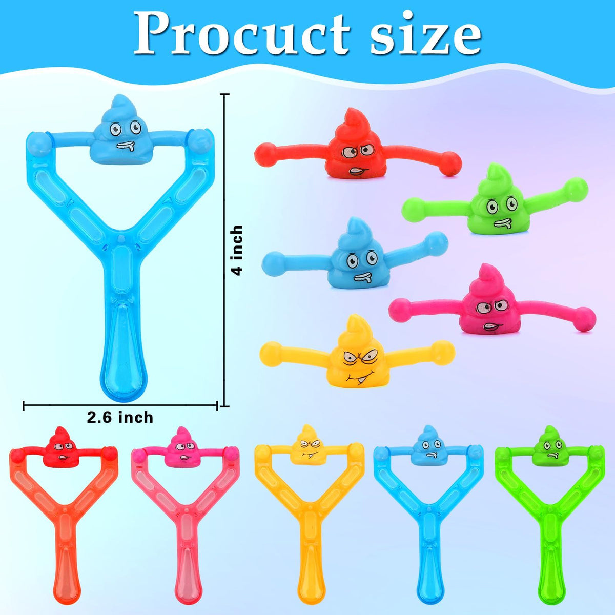 Set of 5 mini rubber finger flying poop toys for kids and adults, fun stress relief prank and squishy pretend play gift.