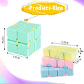 Colorful cube puzzle toys for kids and adults, designed for stress relief, anxiety, and fun, featuring flip and magic puzzle elements.