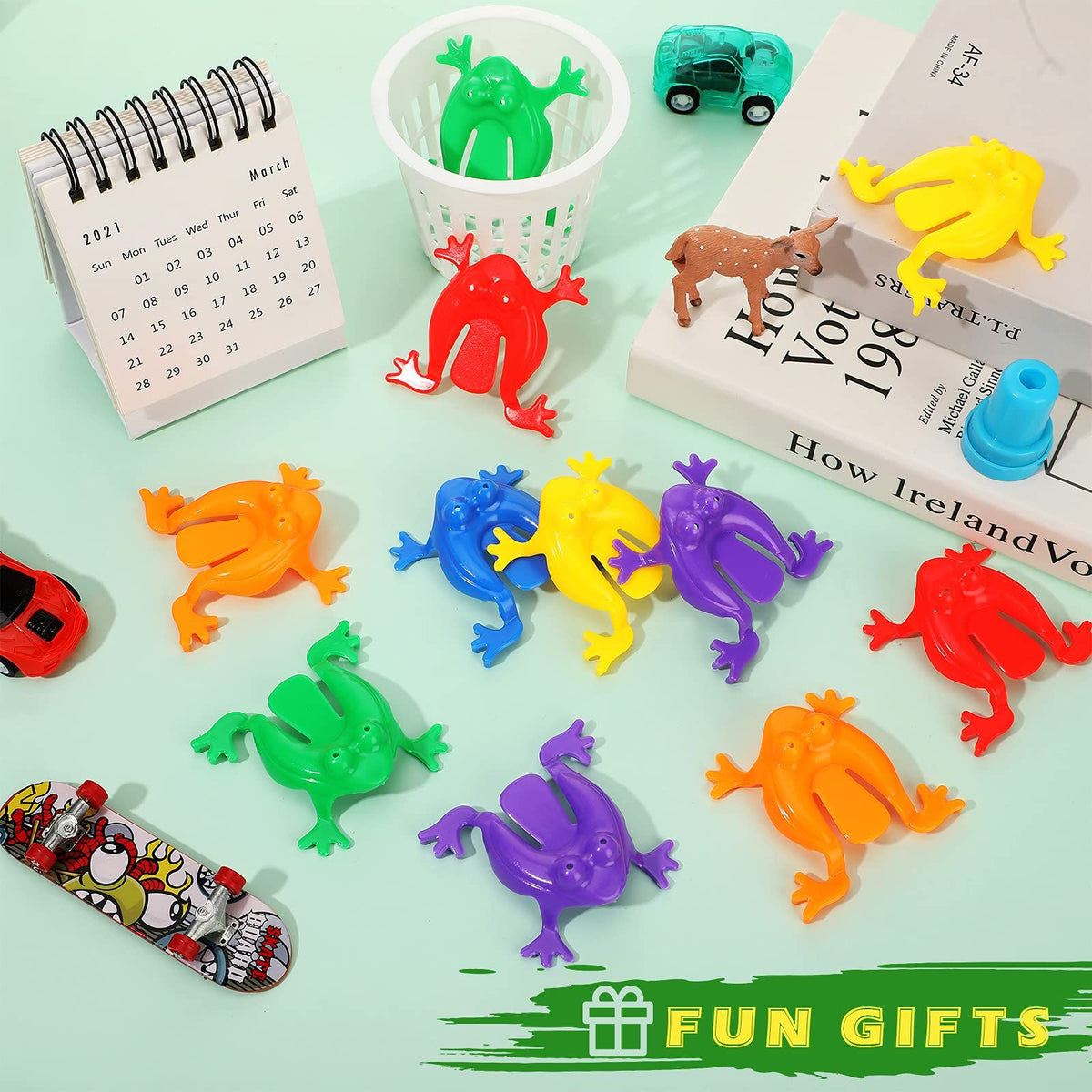 Set of 12 colorful plastic frog toys, 2 inches tall, perfect for pretend play and birthday gifts for kids