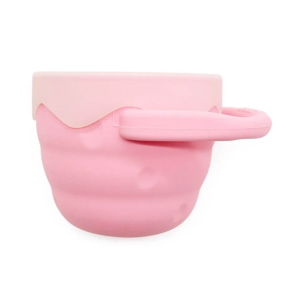 Set of 10 collapsible silicone snack cups with lids for toddlers and babies, easy to carry and store snacks on the go.