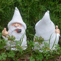 Mischievous smoking wizard garden dwarf sculpture, 5.9-inch outdoor yard decoration, playful lawn statue for outdoor decor