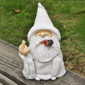 Mischievous smoking wizard dwarf garden statue, 5.9-inch outdoor sculpture decor for lawn or courtyard, by Everything Baby