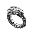 Men's Gothic dragon head ring featuring punk stone details, suitable for kids' jewelry, with a retro rock dragon design.