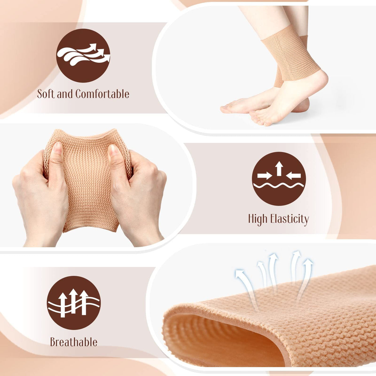 Pair of ankle gel sleeve pads for skating and protection, suitable for boys' skateboard accessories and compression support.
