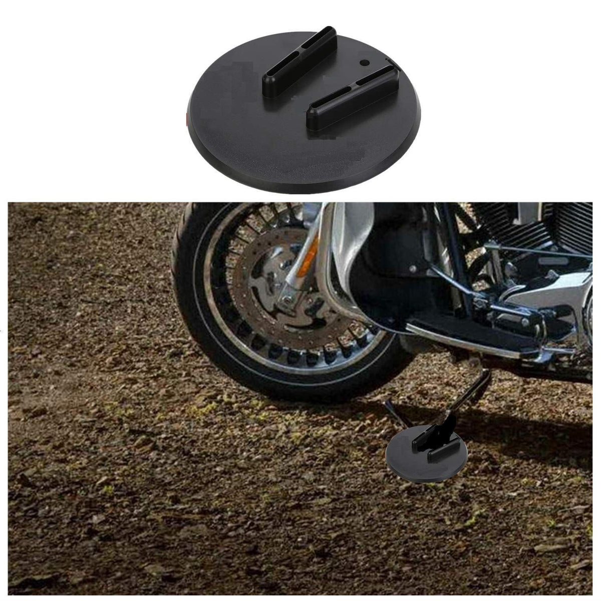 Motorcycle bracket pad support plate by Everything Baby, designed for bike extension and parking stability in ride-on vehicles.