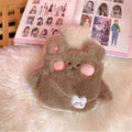 Cartoon hot water bottle with plush cover, designed for kids, portable hand warmer, anti-scald water bag, perfect for pretend play.