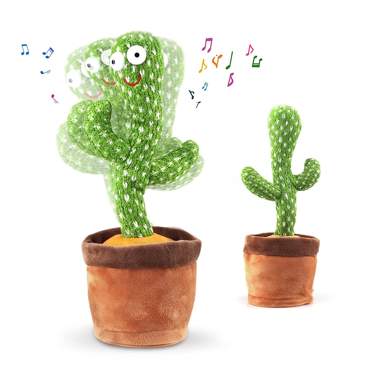 Dancing cactus talking toy by Everything Baby, plush cactus that sings, repeats, and dances, perfect for pretend play with kids.