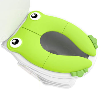 Foldable portable toddler potty training seat with non-slip pads, suitable for boys and girls, recyclable, by Everything Baby.