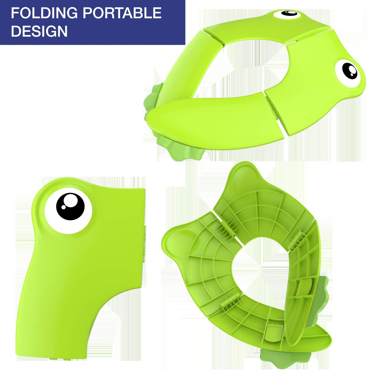 Portable folding potty training seat for kids by Everything Baby, non-slip, recyclable, foldable toddler toilet seat for boys and girls.